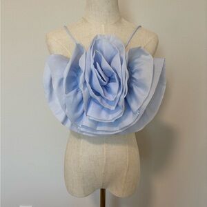 Sister Jane Soft Blue Ruffle Flower Top